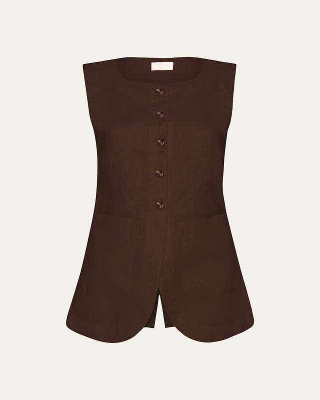 Emma Linen Cutaway Vest